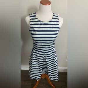 GAP mint and navy striped sleeveless dress with a line skirt